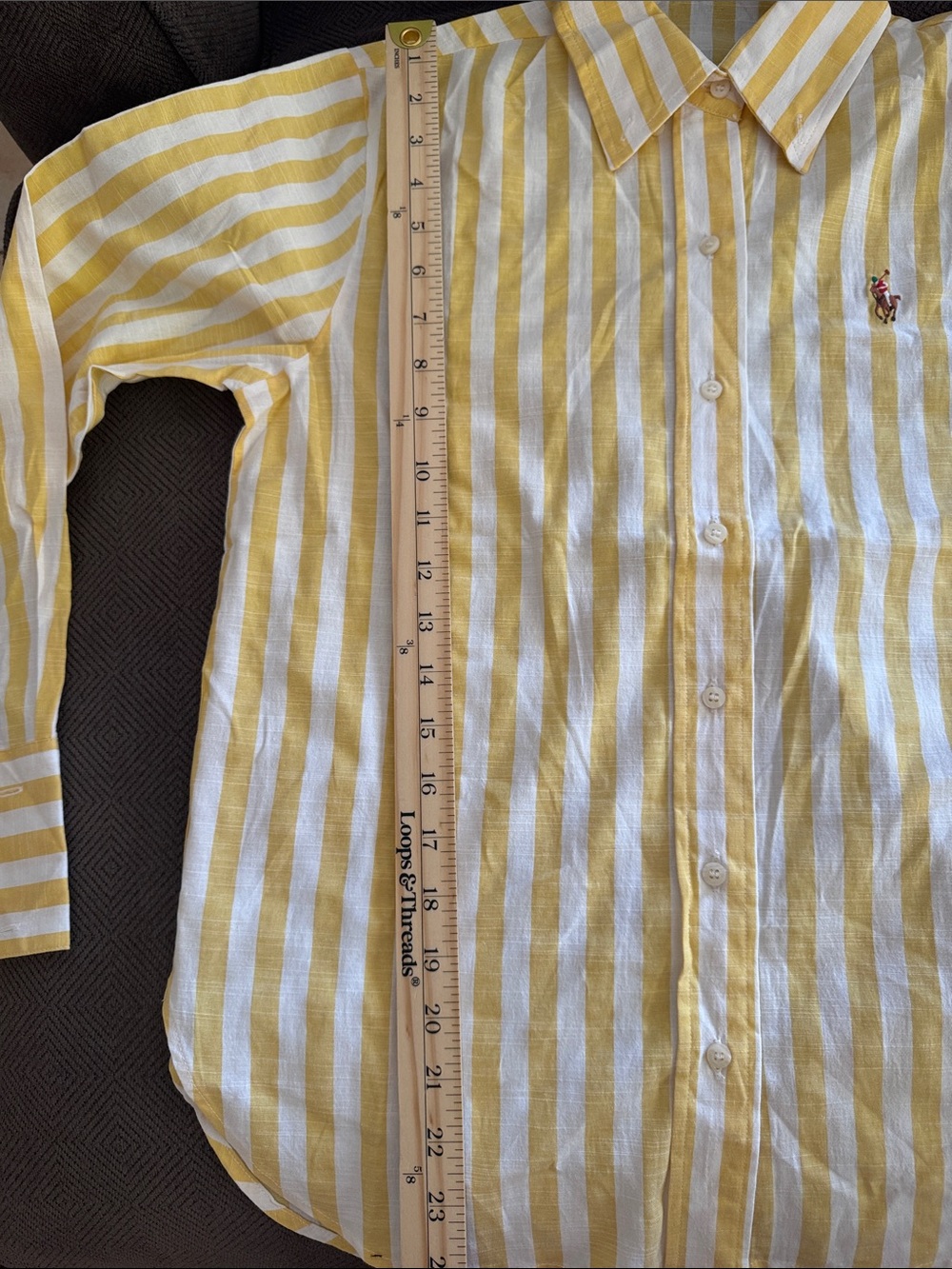 Ralph Lauren Yellow & White Vertical Stripe Button-Down Shirt factory defected. - Picture 7 of 7